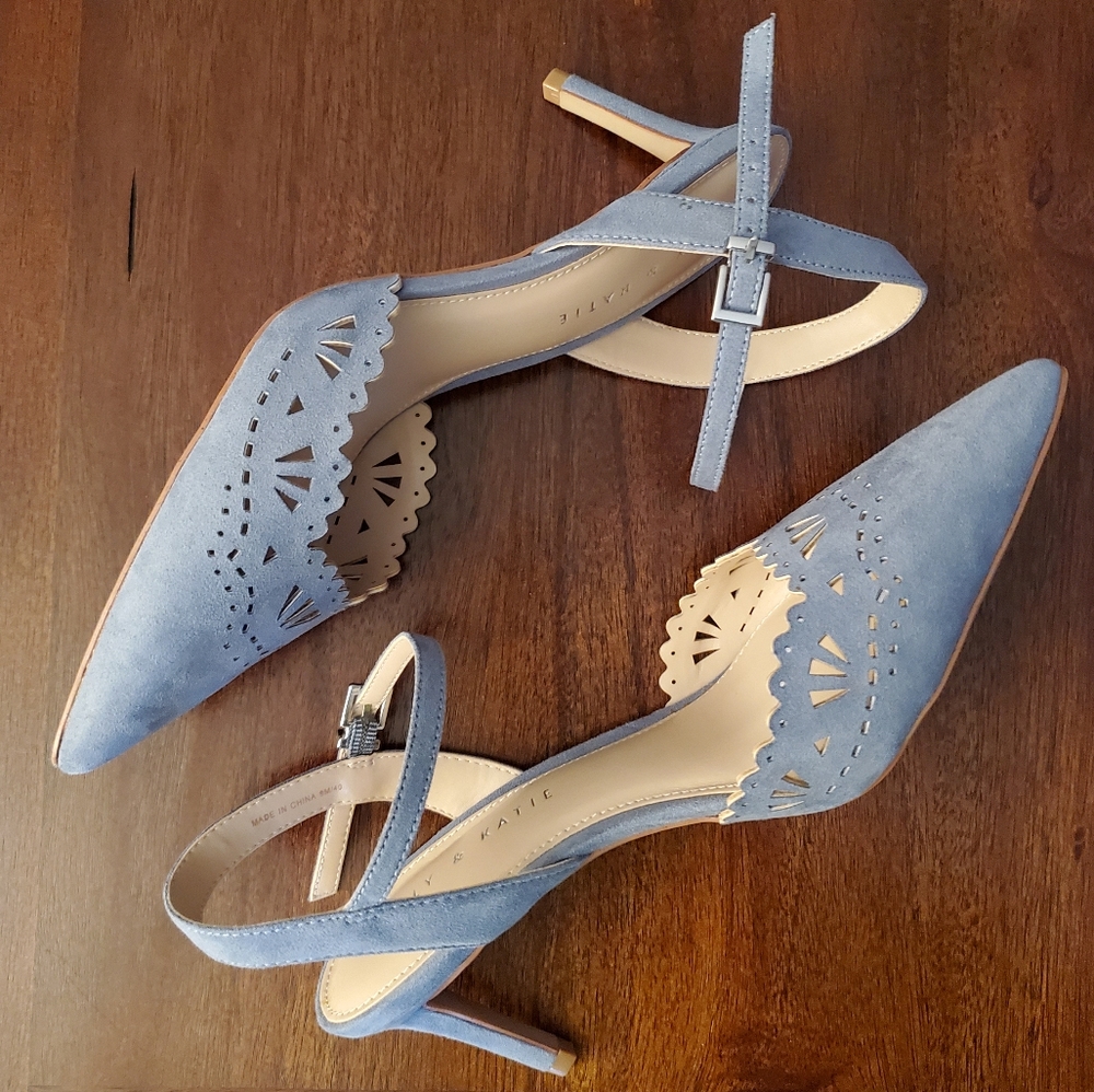Kelly & Katie Blue Microsuade Kitten Heel